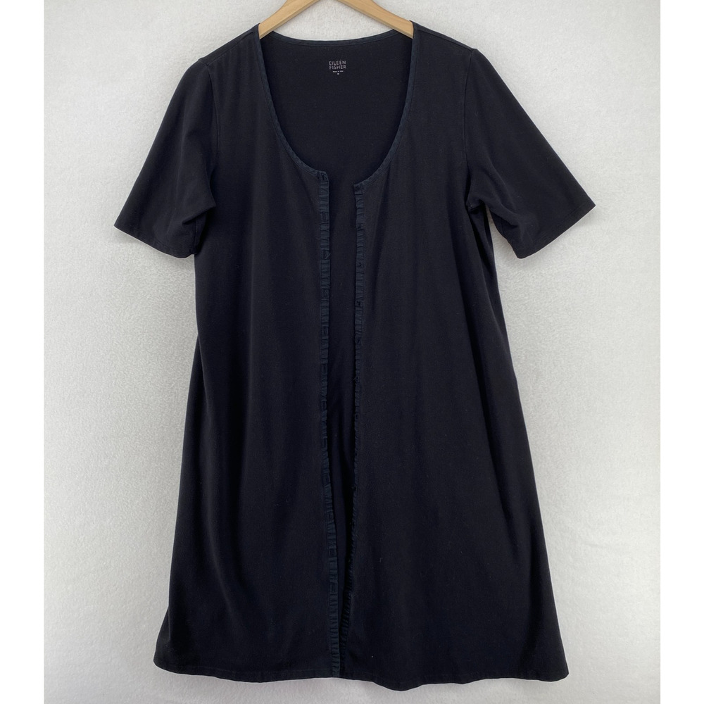 Versatile EILEEN FISHER Kimono M Organic Cotton Stretch Jersey Duster Black USA